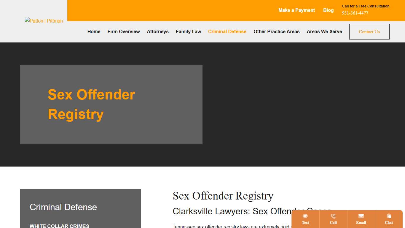 Sex Offender Registry Clarksville Sex Crimes Defense Lawyer